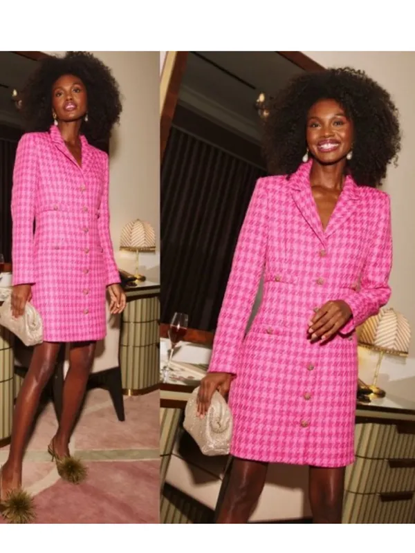 Pomander Place Magenta Tweed Stacie Houndstooth Pink Dress Tuckernuck Small S * - Image 4