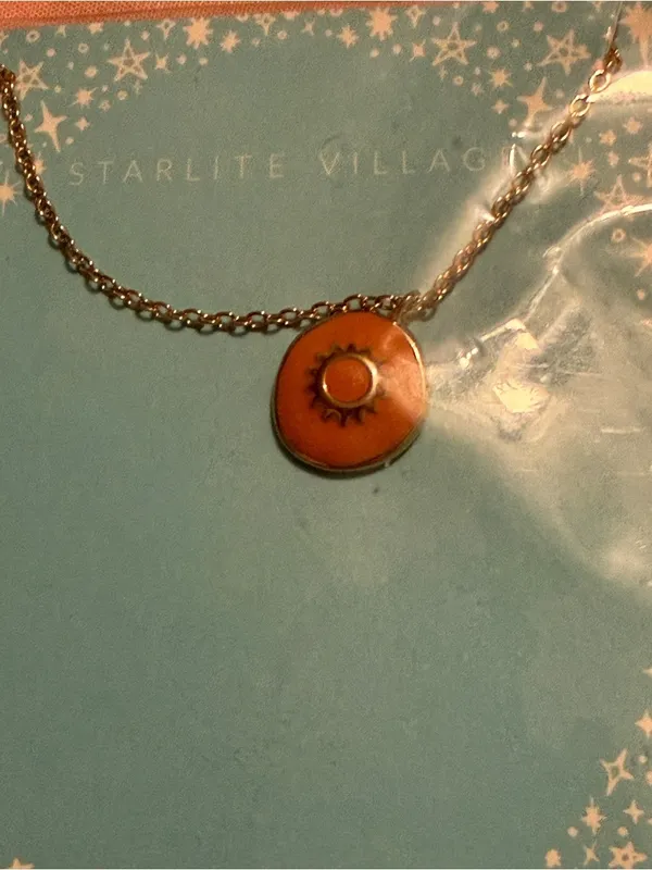 Starlite Village Orange Sunburst Pendant Necklace - Image 4