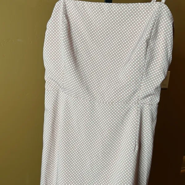 Showpo Blush Pink White Polka Dot Lace-Up Back Mini Dress AU 10 US 6 - Image 5