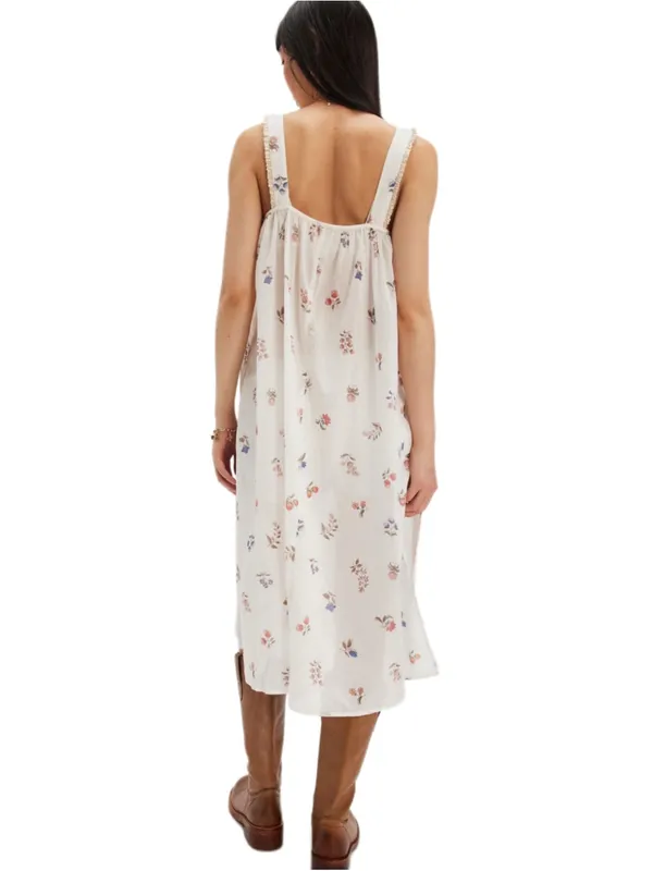 Free People White The Way Back Floral Print Maxi Top /Dress Cotton Embroidery XS - Image 3