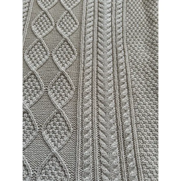 LL Bean Women's‎ Sweater Large Signature Cotton Fisherman Cable Knit Beige Cream - Image 5