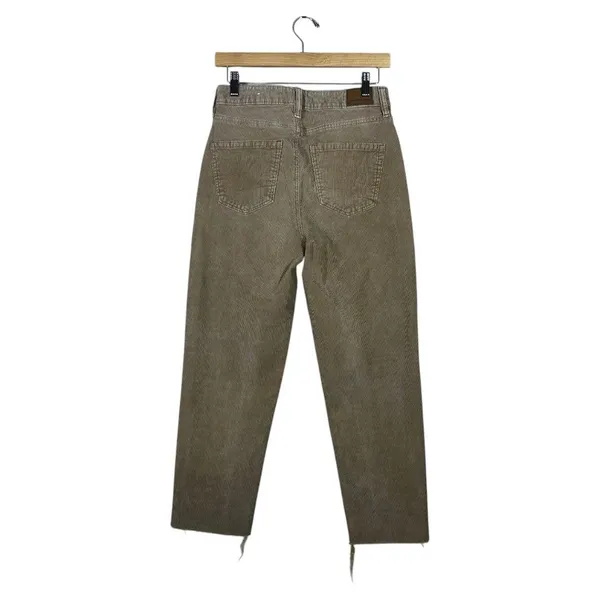 American Eagle Mom Straight Corduroy Pants Tan Khaki Acid Wash Boho Size 4 - Image 5