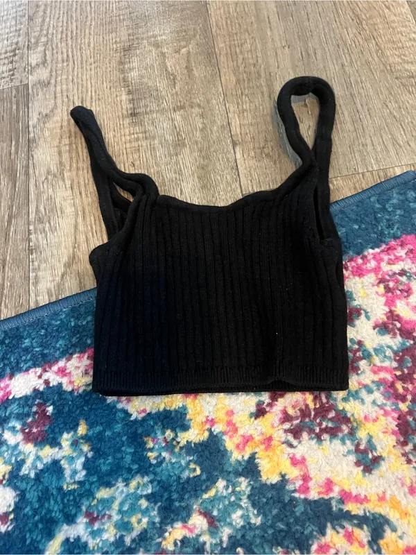 Wilfred Black Ribbed Knit Crop Tank Top - Women's - Image 6