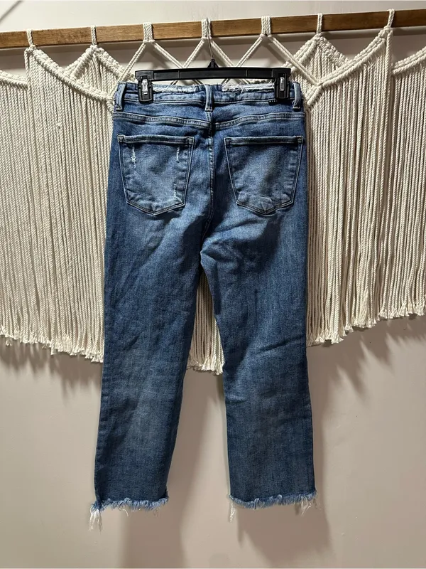 Boyfriend Jeans in Distressed Medium Blue Denim - Image 2