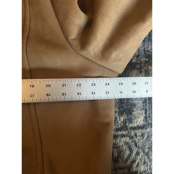 St. John’s Bay Faux Suede/Fur Coat Brown Midi Jacket Size1X Hooded Button Close - Image 7