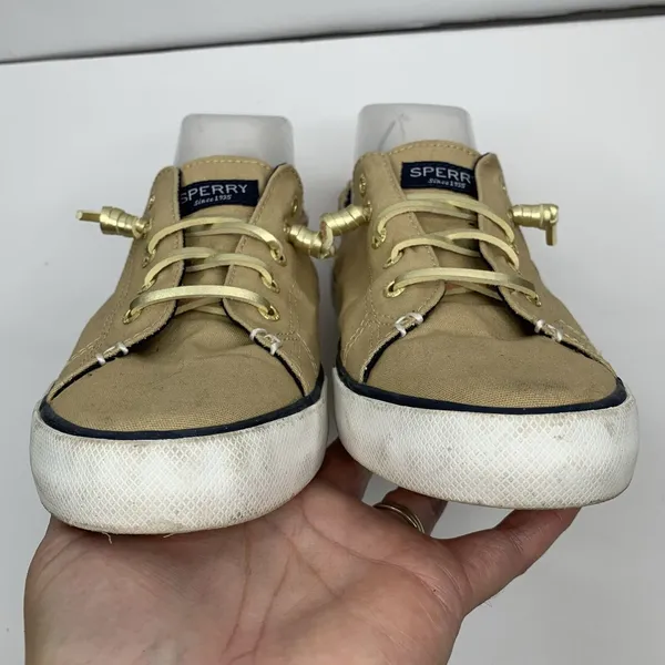 Sperry Size 9 Top‎ Sider Seacoast Tan Gold Lace Up Fashion Sneaker Shoes Women’s - Image 5