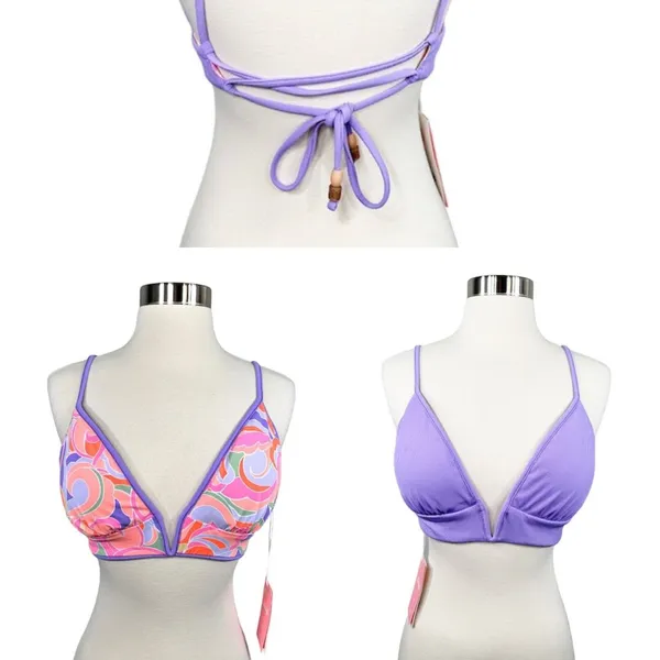 Maaji Periwinkle Parade Reversible Bikini Top In Purple - Image 3