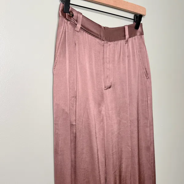 NWT Madewell The Harlow Wide Leg Pant in Satin Iced Mocha Brown Pink Size 00 - Image 8