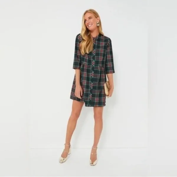 Tuckernuck Festive Plaid Tartan Royal Shirt Dress XS Holiday Mini NWT - Image 11