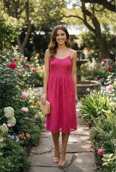 Pink lace long small dress new - Image 2