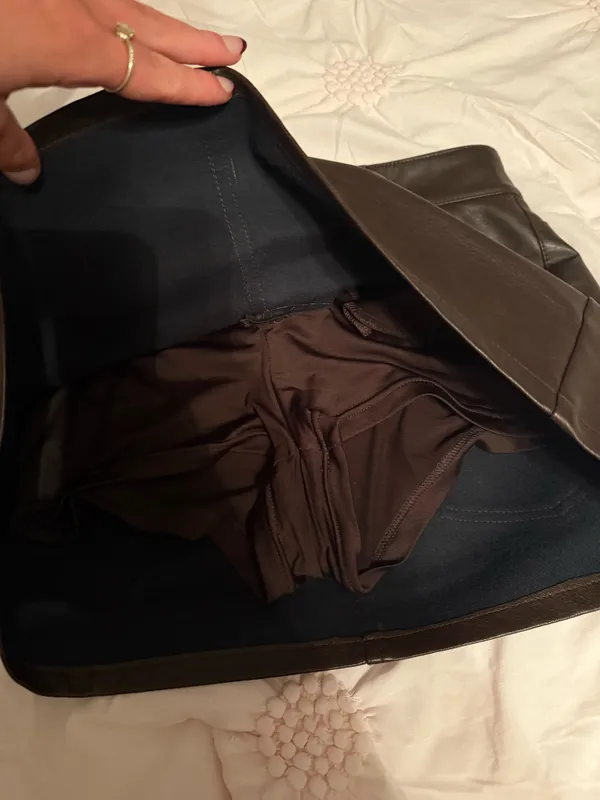 Garage brown leather skirt  - Image 4