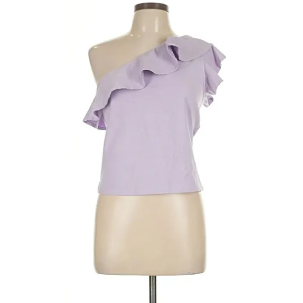 Maeve‎ Anthropologie -1635 NWT Lavender Ruffle One Shoulder Top Lavander Large - Image 3