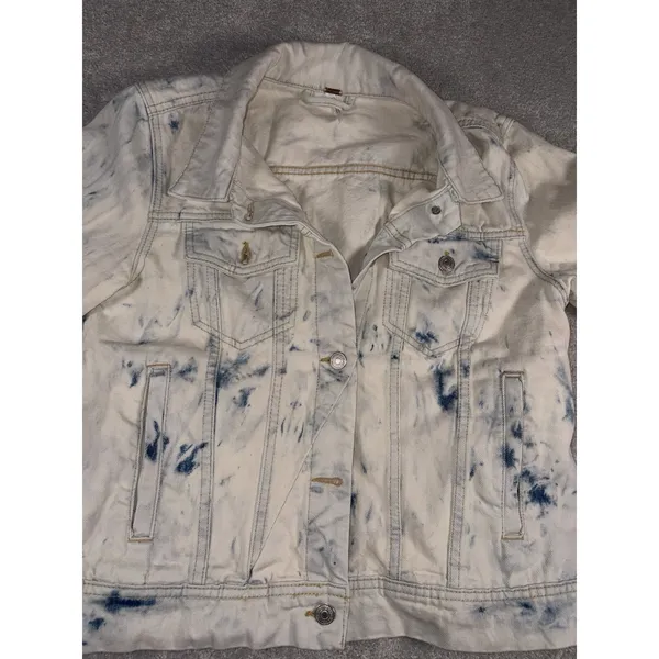 Free People Rumor Denim Jacket Tie Dye Blue Size Med For Women - Image 3