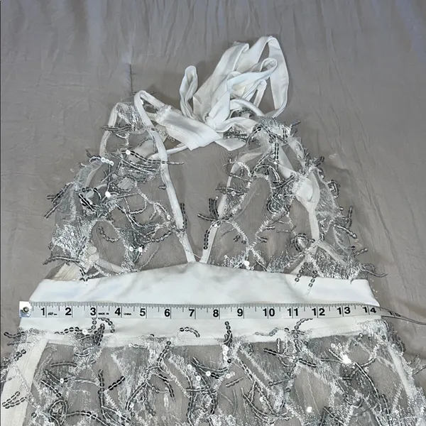 Silver Sequin Fringe‎ Dress Size M - Image 6