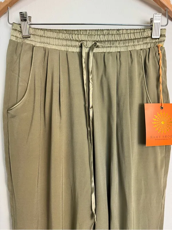 Ramy Brook Olive Satin Drawstring Joggers - Image 7