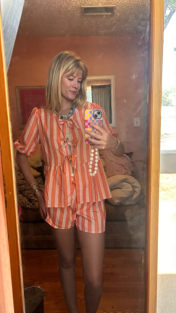Amazon Orange and white striped matching set - Image 2