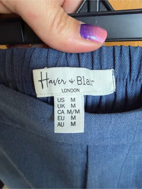 Haver + Blair London Blue Wide Leg Sailor Pants White Button Accents Size M - Image 6