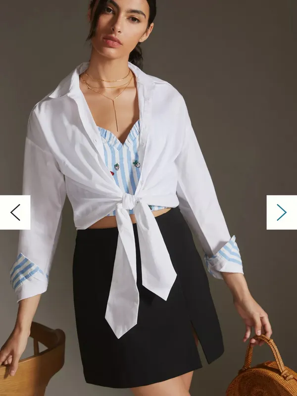 Maeve Blue-and-White Striped Cropped Tank with Strawberry Embroidery - Image 3