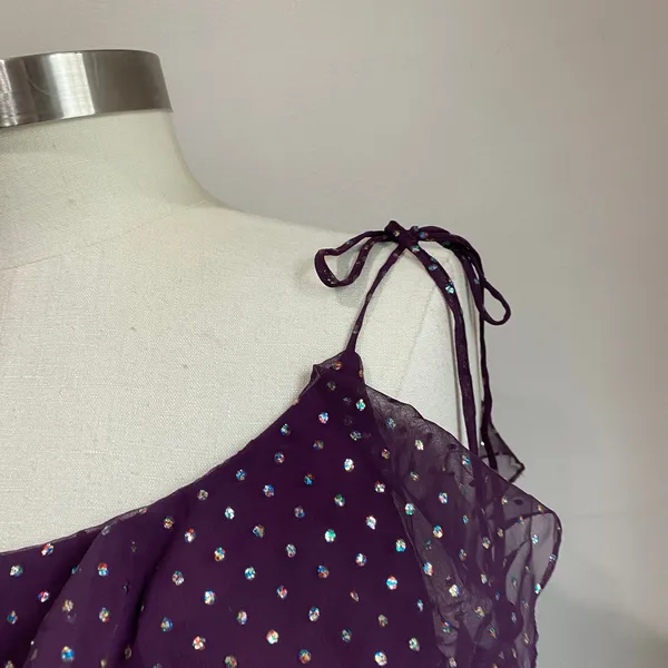 Vintage Neusteters Whimsigoth Purple Tiered Ruffle Maxi Prom‎ Gown Size 6 USA - Image 6