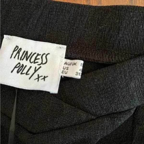 Princess Polly Long Skirt Front Slit Size US 4 Black - Image 3