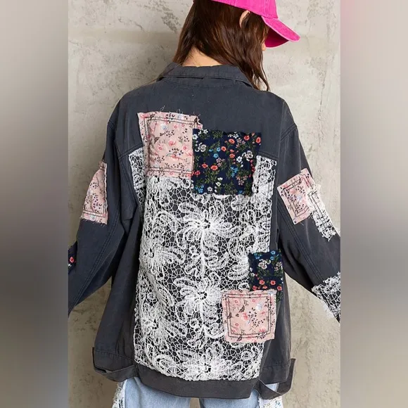 Pol Boho Patches Oversized Denim Jacket - Image 2