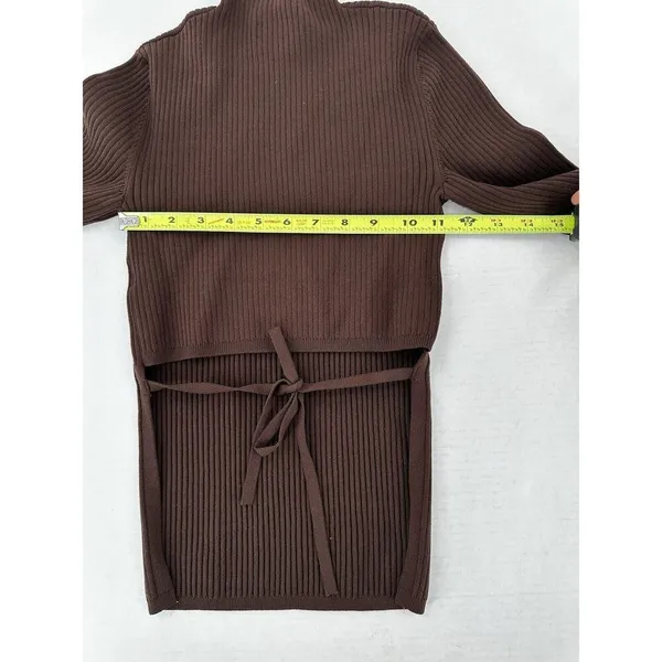 Babaton Aritzia Sweater Sz Xs Sculpt Knit Tie Open Back Ribbed Brown Mockneck​ - Image 12