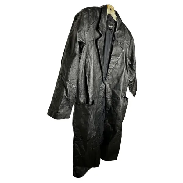 Vintage Margo's‎ Black Leather Trench Coat - Image 3