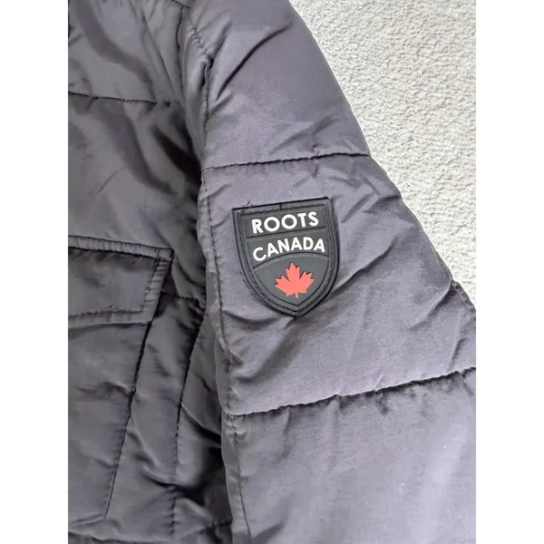 Roots Canada Women's M Charcoal Down Feather Quilted Puffer Snap Warm Jacket* - Image 2