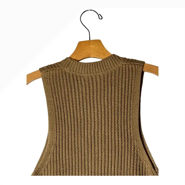 CLOSED Sweater Women XS Tan Nutmeg Cotton Ribbed Knit Sleeveless Top‎ Preppy - Image 5