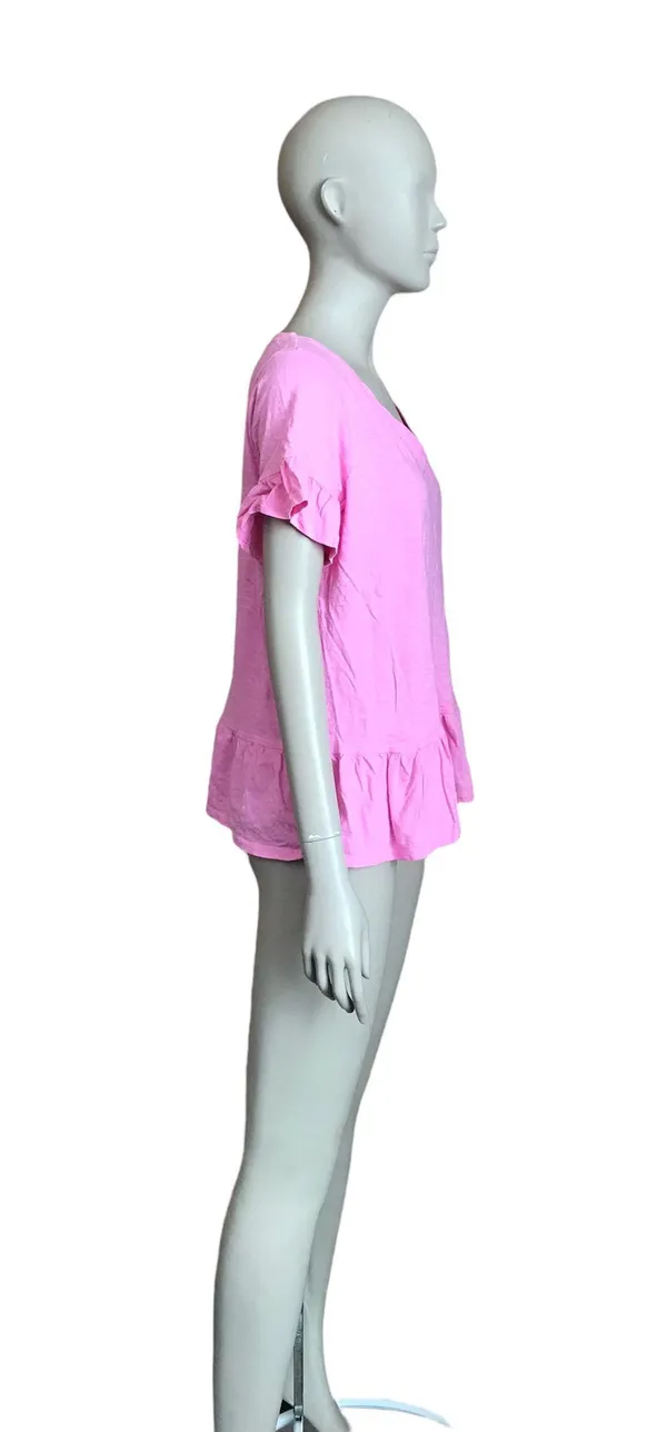 Pink Ruffle Short Sleeve Top - Image 3