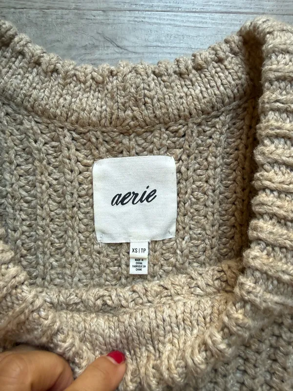 Aerie Wide Ribbed Tan Pullover Sweater Size XS Cotton Blend Measurements Length: approx. 22in from shoulder to hem Chest: approx. 22in from armpit to armpit lying flat 1188B60626e - Image 2