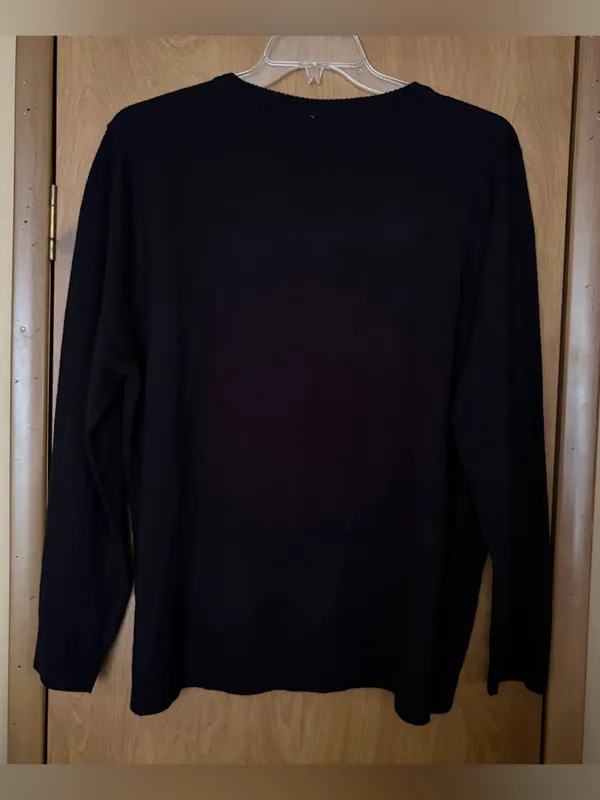 DARI Halloween Pumpkin Sequin Sweater Black Knit Jack O Lantern Women's XL EUC - Image 3
