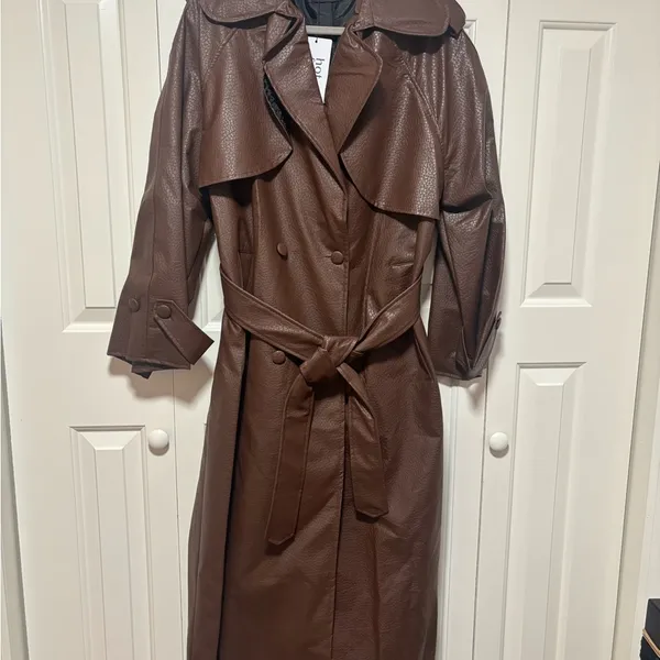 Chocolate Brown Trench Coat - Image 2