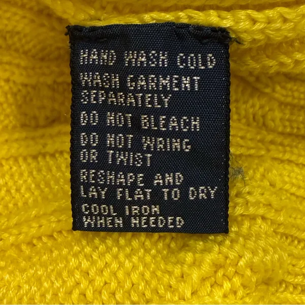 Ralph Lauren Yellow Cable-Knit Cotton Pullover Sweater – Large – 1990s Vintage - Image 4