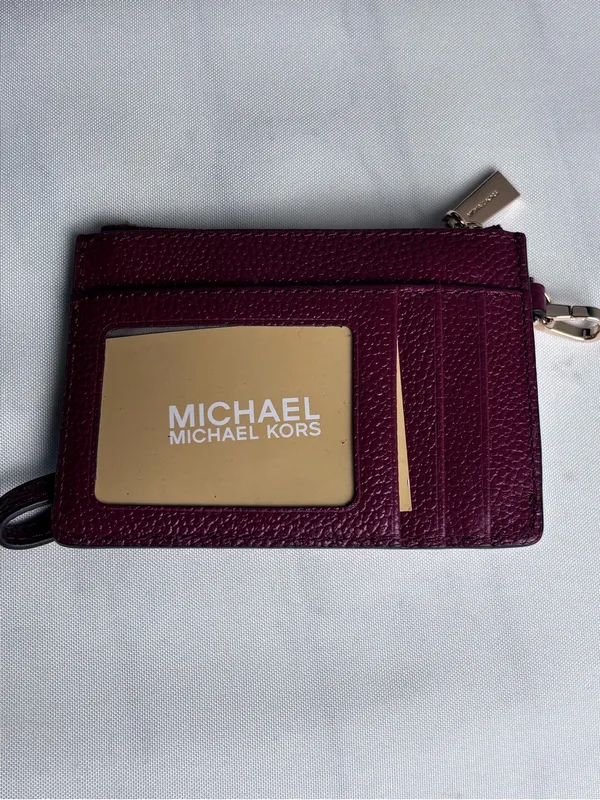 Michael Kors Mercer Leather Coin Purse Wristlet Wallet Brandy Burgundy - Image 4