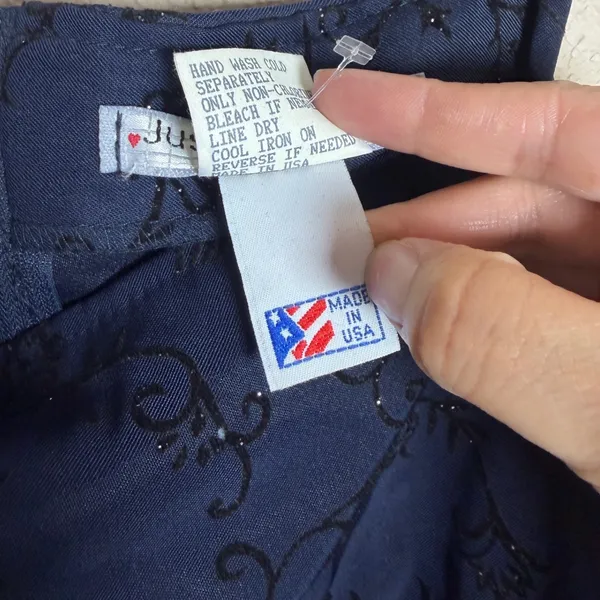 Just Kidding by La Belle Navy Blue Glitter Floral Mini Dress Size Small - Image 5