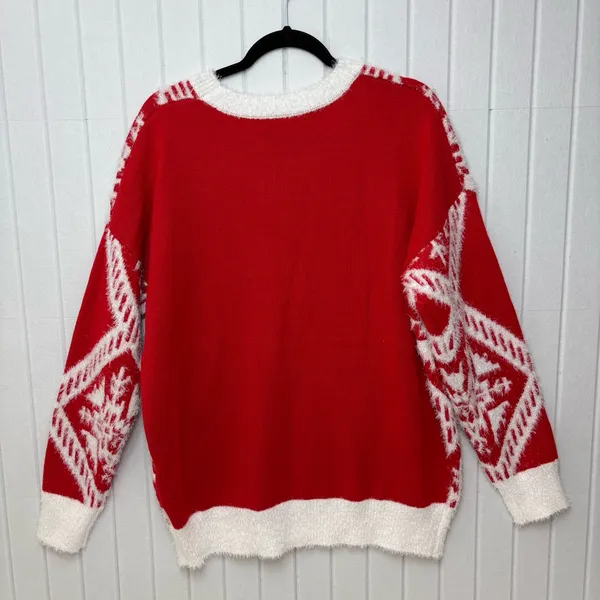 HOLIDAY TIME Red "Merry Christmas" Christmas Ugly‎ Sweater Size L NEW - Image 4