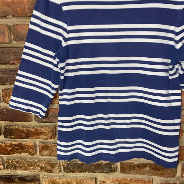 Old Navy Blue White Striped 3/4 Sleeve Blouse Women's Size Large - Image 3