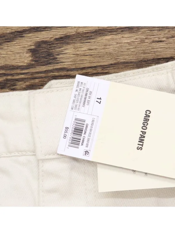Woolrich X TGT Mid-Rise Barrel Leg Cargo Denim Jean Pants Cream Off White 17 - Image 7