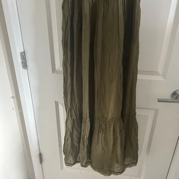 Free People Olive V-Neck Tiered Maxi Dress - Image 5
