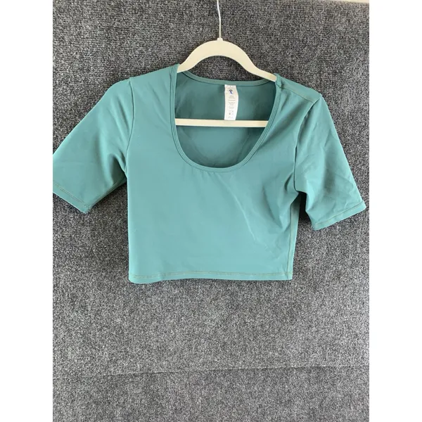 Paragon Active Top Cropped Tee Nylon Spandex Short Sleeve Green Size Large - Image 2