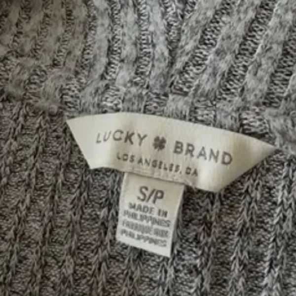 Lucky Brand Heather Grey Bonne Chance Hi-Low Ribbed Mock Cowl Neck Sweater - Image 4