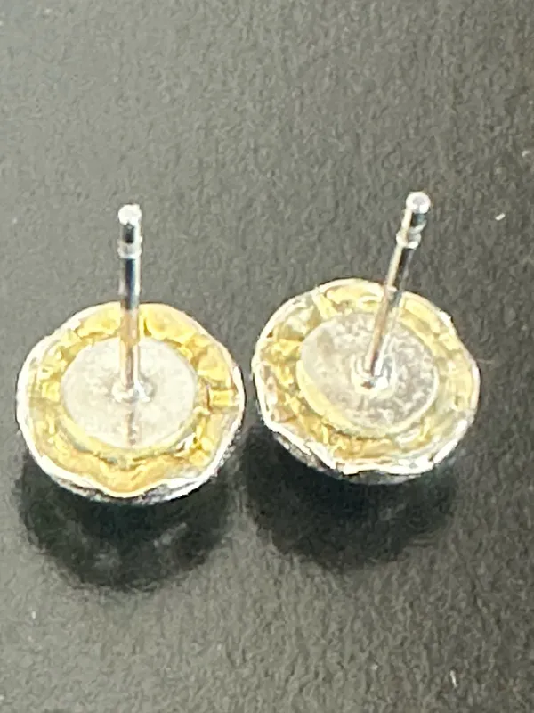 Silver Tone Black Crystal Stud Earrings - Image 4