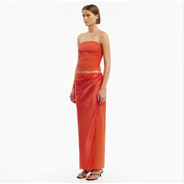Significant Other Brianna Persimmon Satin Maxi Skirt Orange NWT Size 4 - Image 2