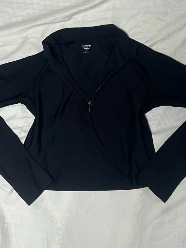 Old Navy Active Powersoft Black Quarter Zip Workout Top M Athleisure - Image 3