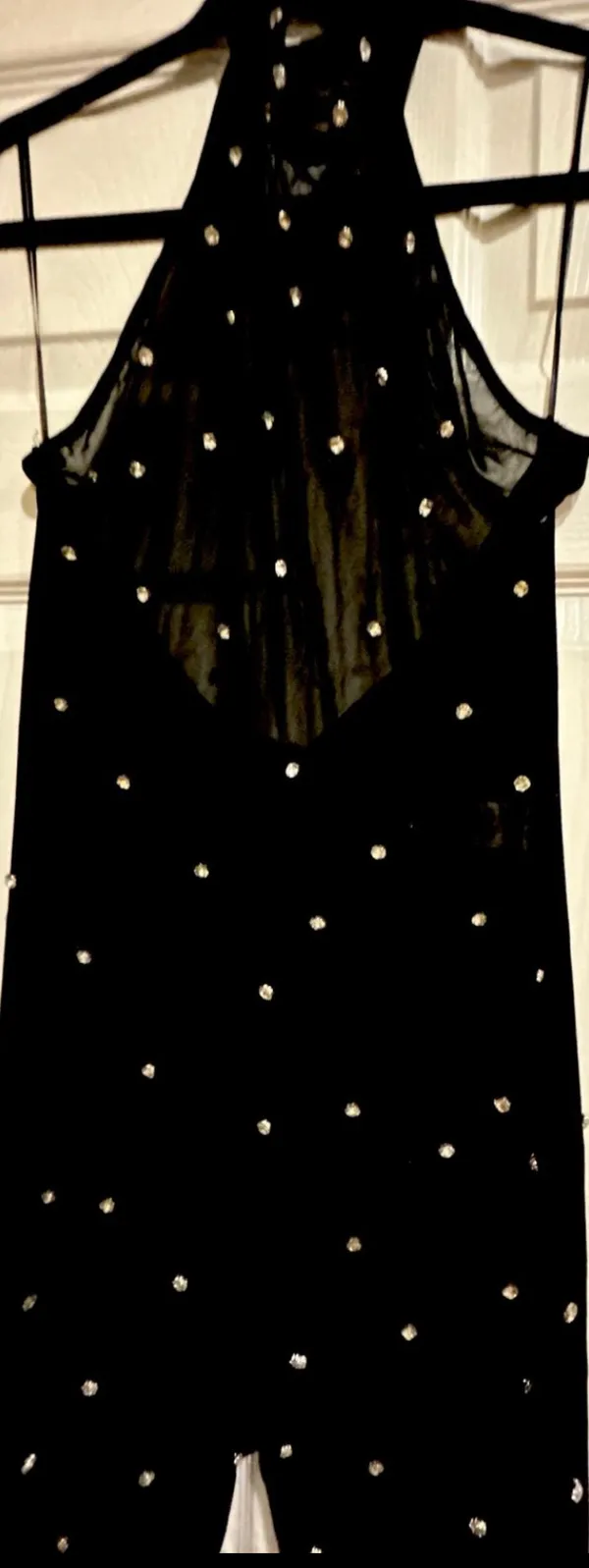 Akira NWT black sexy Alex mock neckline backless Rhinestone Mesh Jumpsuit XL - Image 9