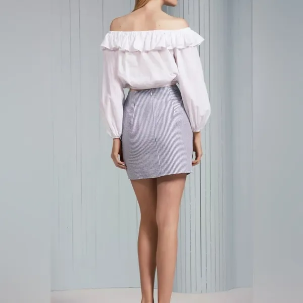 The Fifth Label Elegant White Ruffle Off-Shoulder Blouse Crop Top Size XL - Image 3