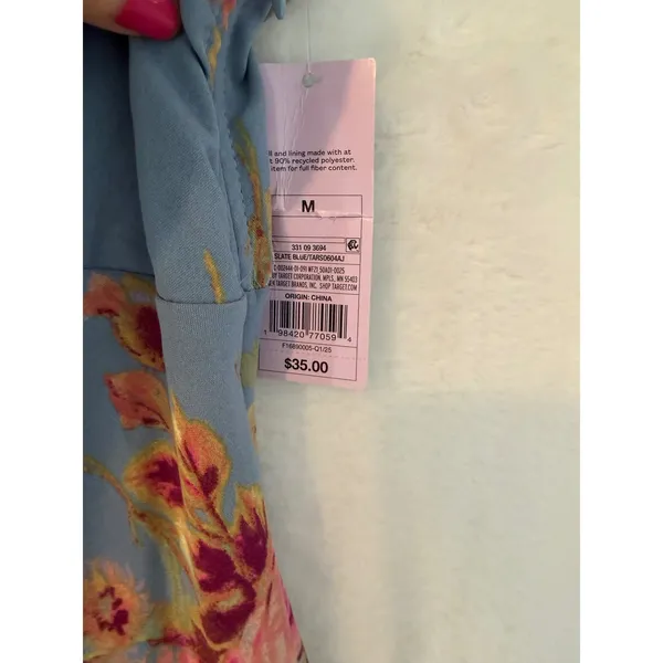 Wild Fable Slate Blue Floral‎ Ruffle Maxi Dress Womens Medium NWT - Image 3