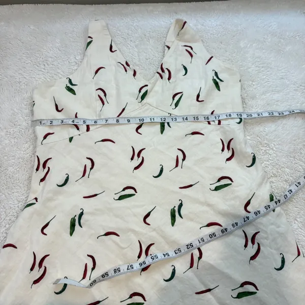 Abercrombie & Fitch Womens XL Linen VNeck Mini Jalapeño Dress Summer Tomato Soft - Image 3