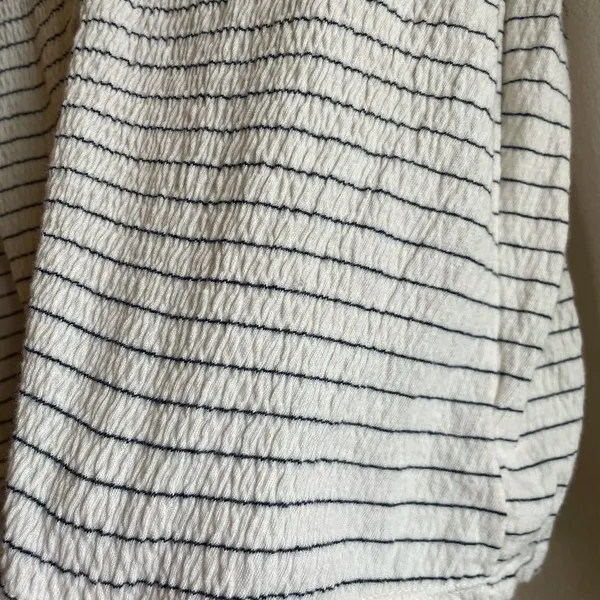 American Eagle Cream Top w/ Blue Stripes - M - Image 5